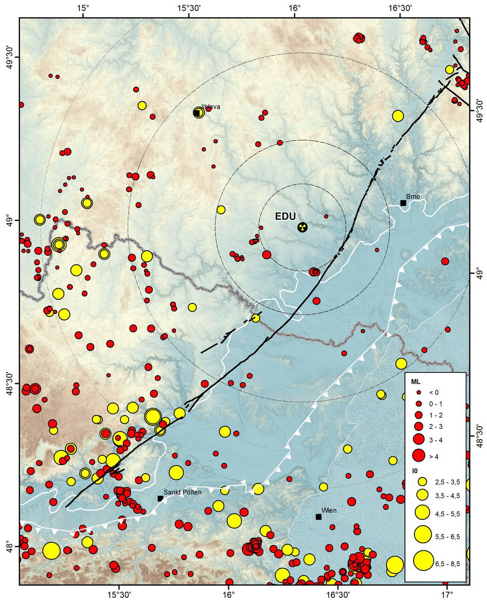 Earthquake epicentre map in the vicinity of DBZ.