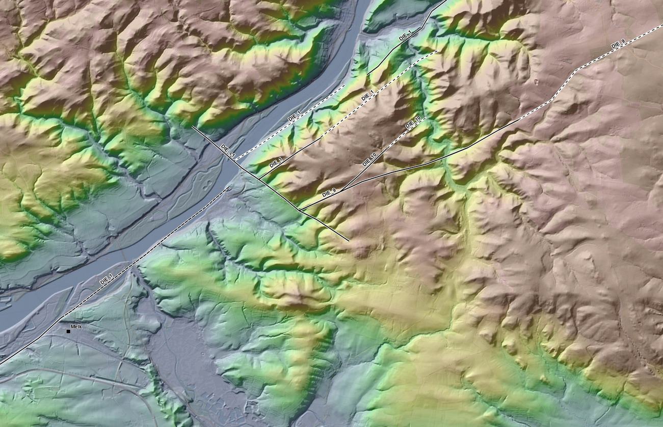 Relief map of the vicinity of Melk.